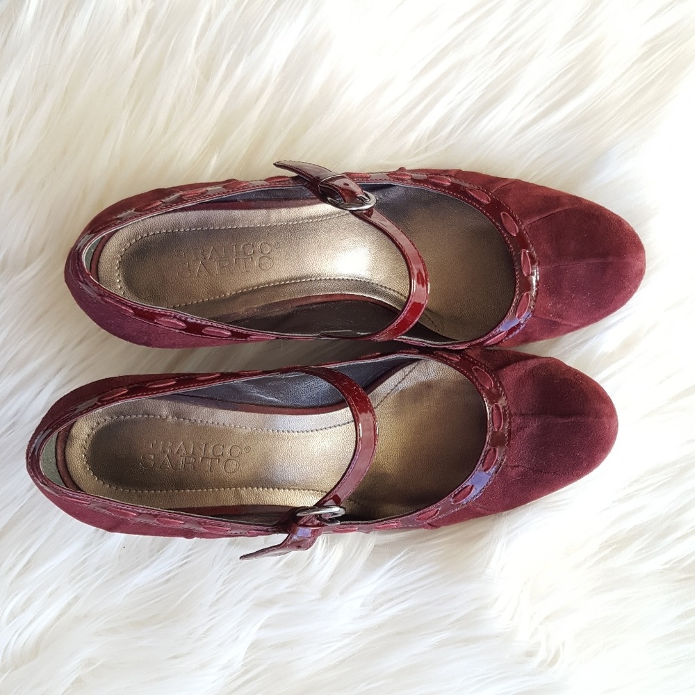 Franco Sarto Burgundy Suede Mary Jane Heels - Picture 6 of 7